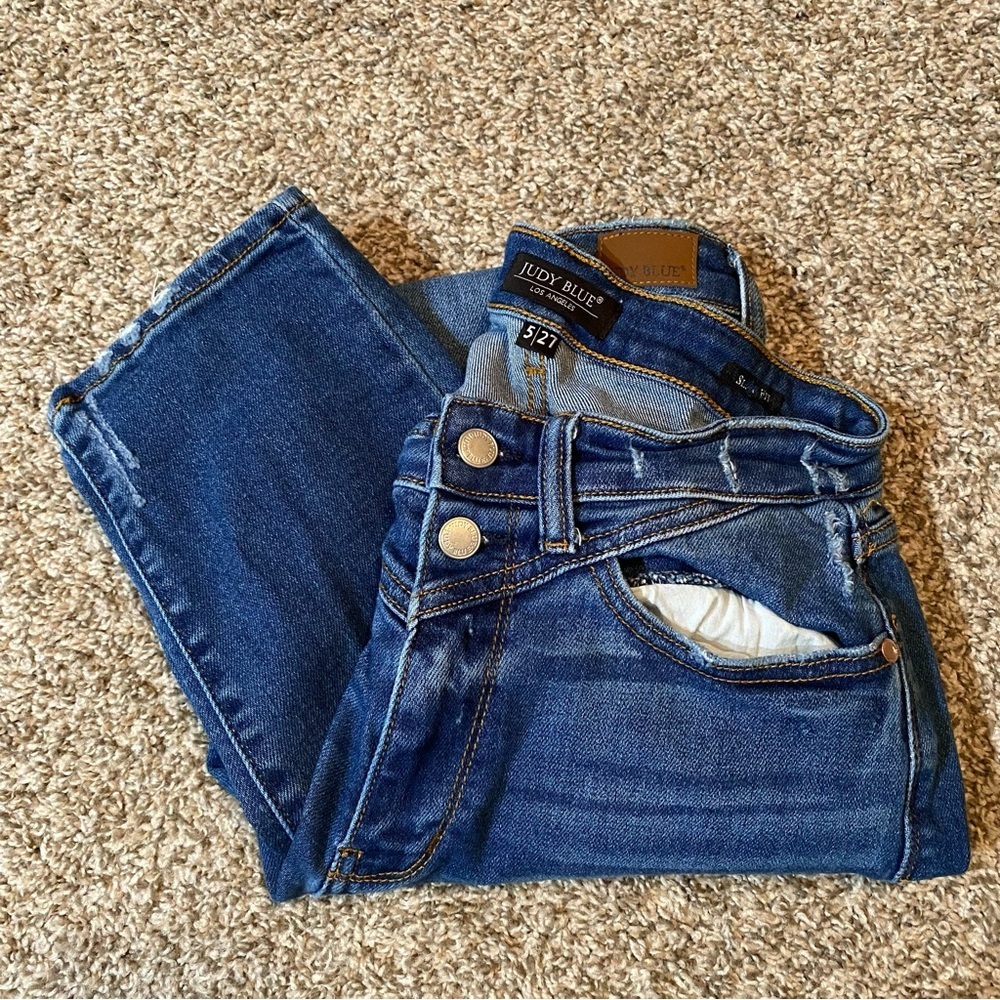 JUDY BLUE Slim Fit Dark Wash Jeans Size 27 - Picture 14 of 14